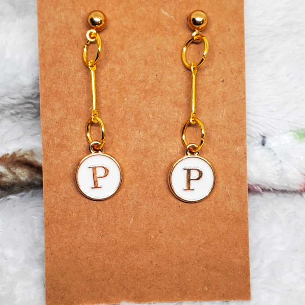 7/$10 P Initial Earrings, New